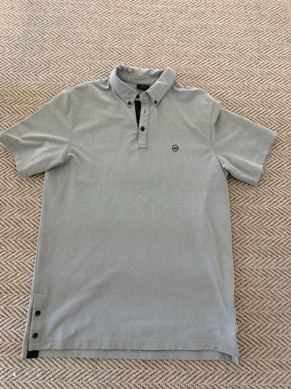 AG Adriano Goldschmied Light Gray Button-Down Collar Polo